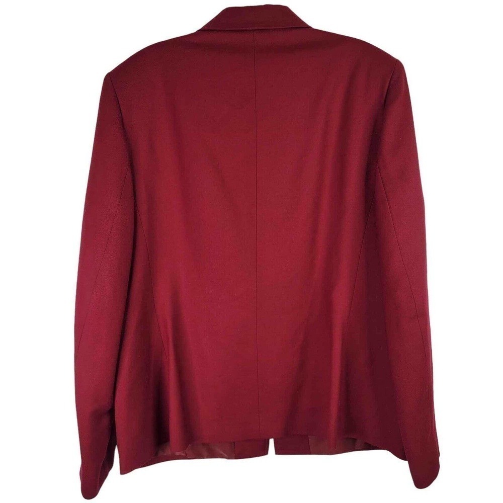 Talbots Blazer Coat Womens Plus Size 14 Cranberry Red Wool Blend Lined Zip - Picture 3 of 9